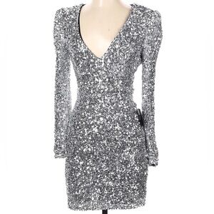 NWOT Lulus Brand New You Silver Sequin Bodycon Mini Dress